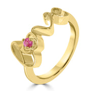 Aesthetic Gold Love Ring with Pink Gemstone - Best Valentine Gift Idea